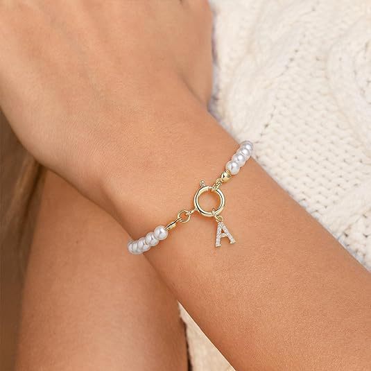 Pearl Letter Initial Bracelet - Image 3