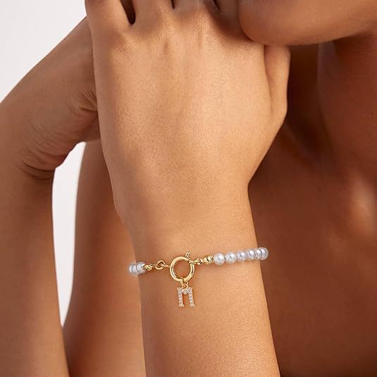 Pearl Letter Initial Bracelet - Image 4
